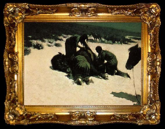framed  Frederic Remington Hungry Moon, ta009-2